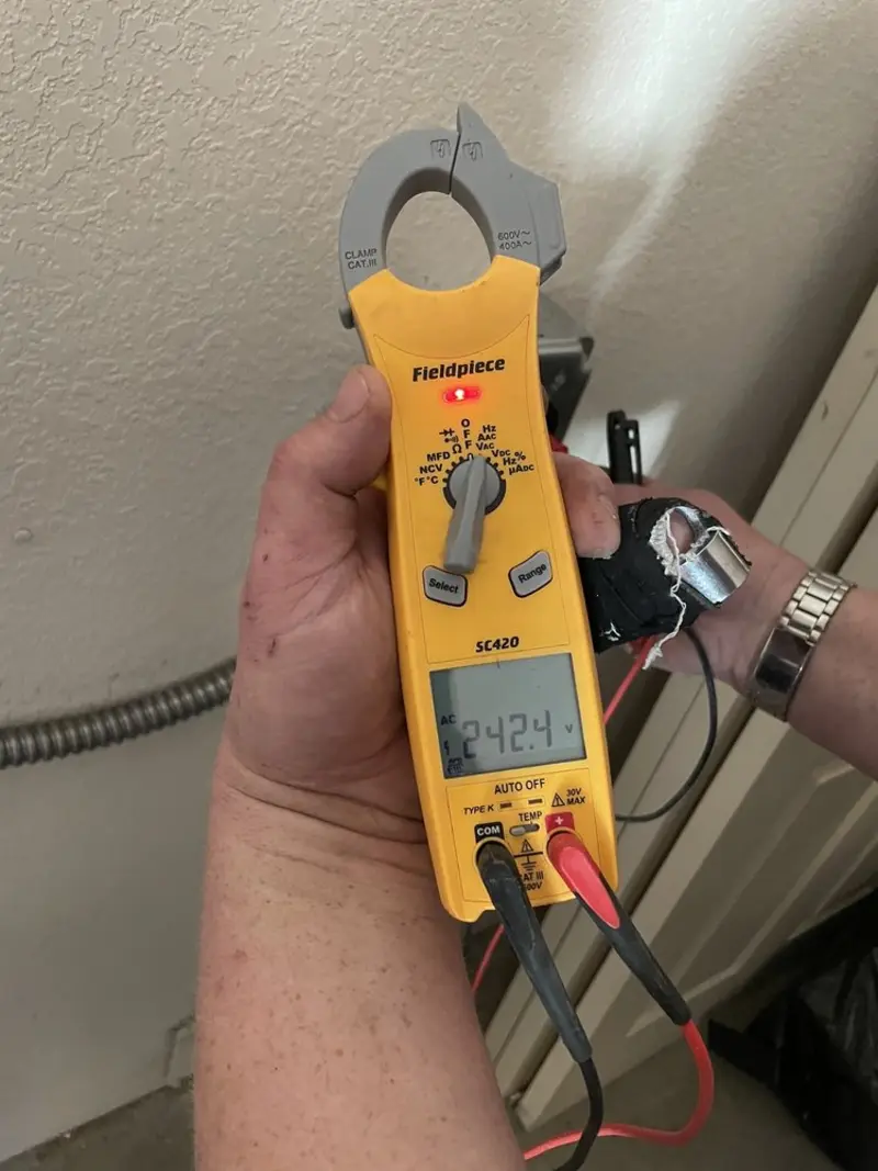 Voltage testing with clamp meter during Aluminum Wiring Replacement in Easton